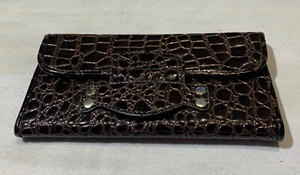 Nine West Croc Faux Leather Women’s Wallet Card Snap brown very good condition - Picture 1 of 7