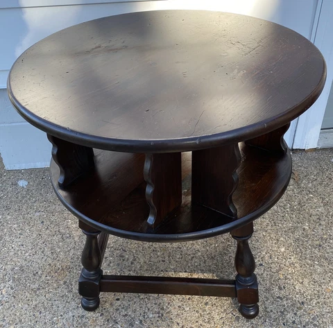 ETHAN ALLEN Antiqued Pine Old Tavern 28" Round Drum Accent End Table 12-8036 Cover