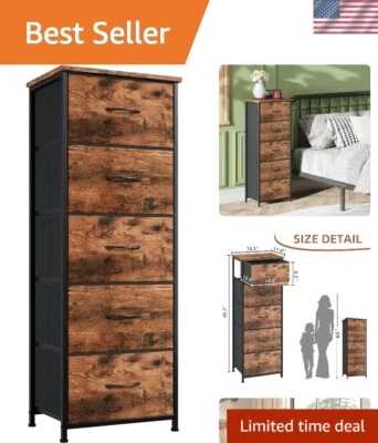 Cajonera ligera de 5 cajones con contenedores de tela - perfecta para cualquier habitación Foto 1 de 4