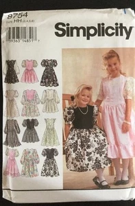 Vestido sin cortar 8754 Simplicity para niñas en 2 longitudes patrón de costura 3,4,5,6 - Imagen 1 de 3