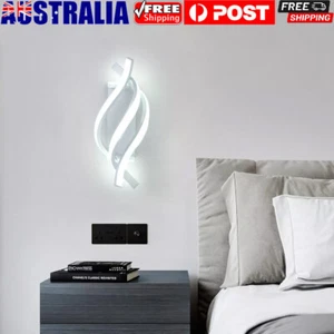 12W LED Wall Lamp White Modern Indoor Wall Light Creative Sconce Bedroom 6500K - Picture 1 of 12