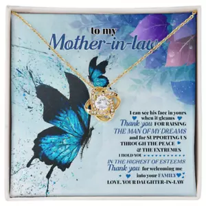 To My Mother In Law / Mothers Day Gift / Love Knot Necklace - Foto 1 di 14