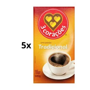 Lot of 5 Brazilian Traditional Coffee Powder Drink 500g 3 Corações Café Brasil - Picture 1 of 1