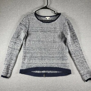 Suéter túnica suéter de lana para mujer talla pequeña azul marino y gris diseñado y hecho a mano Gap - Imagen 1 de 8