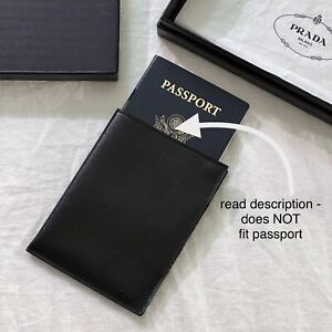 Rare PRADA SAFFIANO Black Nero Leather Wallet Passport-style Document Card Case