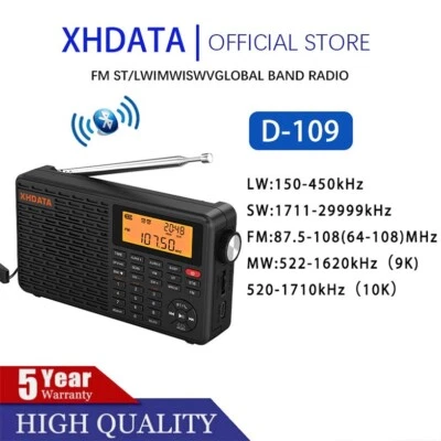 XHDATA D-109 FM Stereo AM LW MW Shortwave Portable Radio Bluetooth/MP3 IT Card - Image 1 of 4