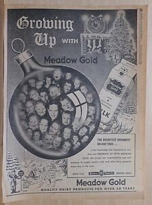 Large 1948 newspaper ad for Meadow Gold Dairy - Growing Up, Christmas season ad