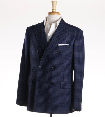 NUEVO CON ETIQUETAS $2395 BELVEST Abrigo Deportivo Azul-Negro Cuadros Doble Pecho Lana-Cachemira 40 R Foto 1 de 4