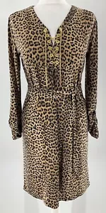 Michael Kors Designer Kleid Animal Print lang Rollriegelärmel Gr. S Uk 10 sehr guter Zustand #A7 - Bild 1 von 12