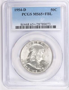 1954-D Franklin Half Dollar PCGS MS65+ FBL - Blast White -073 - Bild 1 von 2