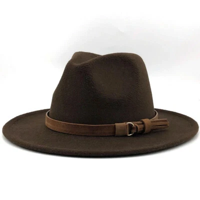 Fedora Hat Classical Wide Brim Gangster Cap Men Women Vintage Trilby Panama Hats - Image 1 of 4