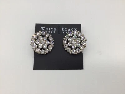 White House Black Market silver & Crystal drop earrings NWTS - Image 1 of 2