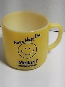 Mellaril Pharmaceutical Advertising Mug yellow milk glass federal Glass VTG - Picture 1 of 4
