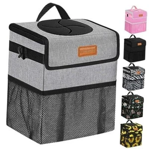 Car Trash Can Bin for Back Seat Leak Proof, Cute Trash Bag 2 Gallons Grey - Picture 1 of 7