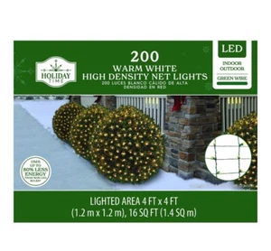 New 200-Count Warm White LED High-Density Net Christmas Lights with Green Wire - Picture 1 of 1