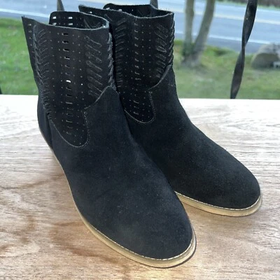 Coldwater Creek Walk With Me Black Suede Perforated Ankle Booties Women’s Sz 8M - Image 1 of 4