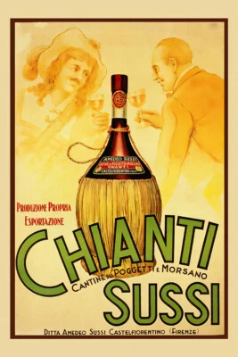 Póster de pared de arte Cheers Chianti Sussi Florencia Florencia Italia - PÓSTER 20x30 Foto 1 de 4
