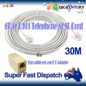 Cable telefónico blanco 30M 6P4C ADSL RJ11 con acoplador hembra a hembra - Imagen 1 de 1