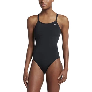 Nike Women's Solid Black Racerback One Piece Swimsuit L10515 Size 32 / 6 - Picture 1 of 5