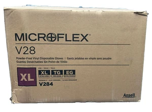 1000- XL Ansell V28 Microflex Disposable Gloves 2.8 Mil Palm Vinyl powder free - Picture 1 of 2