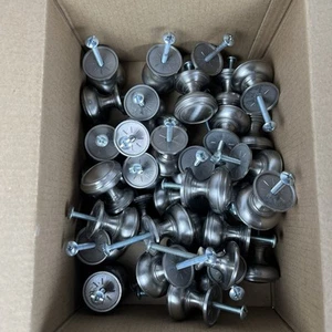 Lot Of 37 Brushed Nickel Cabinet Knobs With Screws See Photos For Measurements - Picture 1 of 5