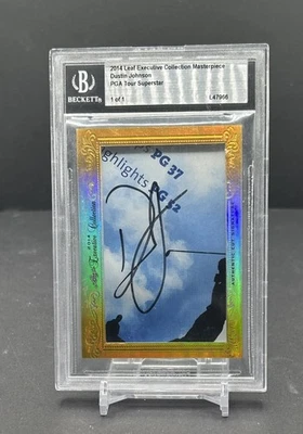 Dustin Johnson 2014 Leaf Executive Collection Masterpiece 1/1 Autograph PGA Tour - Image 1 of 3