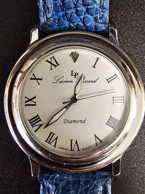 Lucien Piccard Diamond 2802-RD Blue Genuine Leather Band 36m New Battery Running - Image 1 of 4