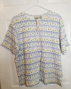 Classic Elements Woman 16/18W S/S 4 Button Pullover Floral Top - Picture 1 of 9