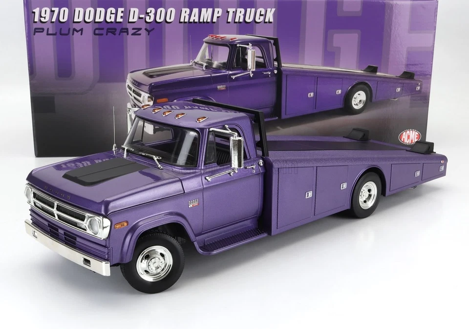 1/18 ACME-MODELS - DODGE - D-300 TRUCK RAMP CAR TRANSPORTER 1970 A1801913 - Immagine 1 di 1