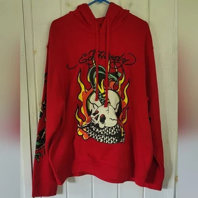 Sudadera con capucha Ed Hardy Love Kill Slowly Skull Tattoo Y2K serpiente roja Foto 1 de 4
