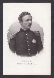 Georg König von Sachsen Portrait Stahlstich engraving 1870 - Picture 1 of 1