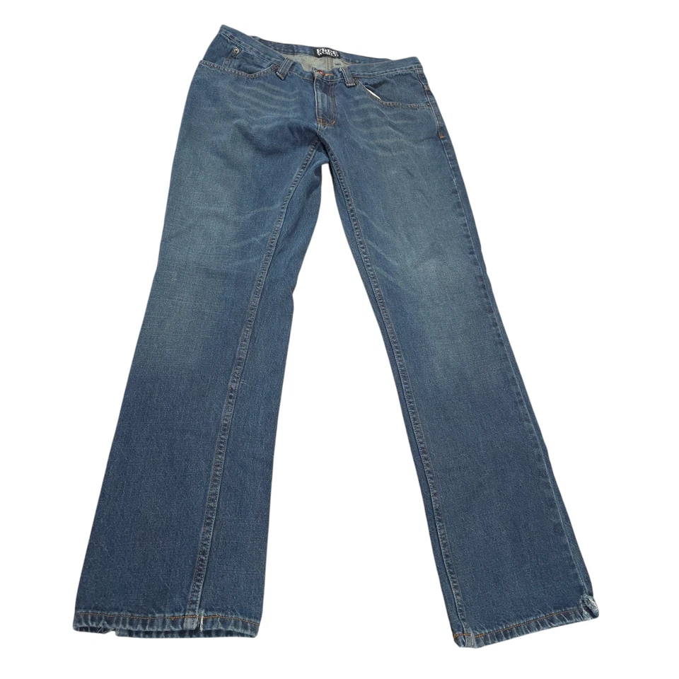Jeans masculino Free World Night Train perna reta tamanho 32 punhos corte Y2K  - Imagem 1 de 4