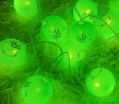Christmas Grinch~ 5 Strings Of Lights~ 10 Foot 20 Lights~ NEW 50 Feet Of Lights! - Image 1 of 4