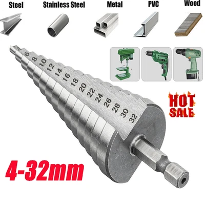 Cobalt Steel Step Cone Drill Bit Hole Cutter 4-32mm for Stainless Steel Wood - image 1 of 4