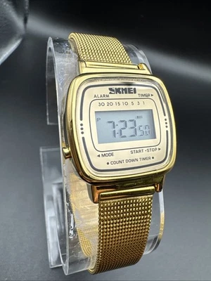 Skmei Gold Tone Digital Watch - Alarm and Timer.  Nice Condition. - Image 1 of 4