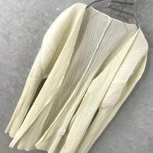Pleats Please Issey Miyake Transformed Pleated Long Cardigan White 4 - Picture 1 of 7