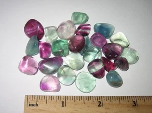 26 PIEDRAS CRISTAL FLUORITA VERDE PÚRPURA 0.4"-0.6" PULIDAS CAÍDAS 59.9g - Imagen 1 de 2