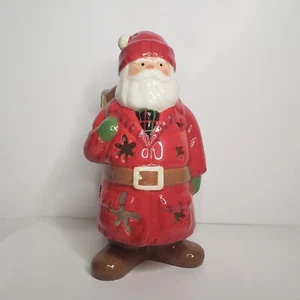 Hallmark HMK.LIC Ceramic Santa Backpack Tealight Candle Holder 7.5" Tall - Picture 1 of 9
