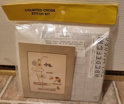 Canvas Creations Counted Cross Stitch Kit, Delaware, State, Mascot, Bridge, Flag - Image 1 of 3