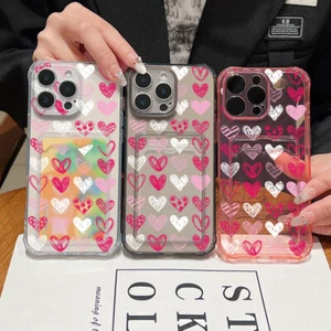 Shockproof Case with Card Slot Holder Heart for iPhone 16Pro Max 15 14 12 13 11 - Picture 1 of 16