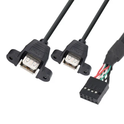 9 Pin To Dual USB 2.0 Type A Female Header Adapter Cable Motherboard 9pin Cord - Image 1 of 3