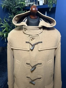 Aquascutum Duffle Coat Wool Camel Nova House Check Mens 40 2XL Terraces Casuals - Picture 1 of 11