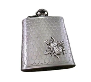 Handgefertigter kleiner Steampunk Edelstahl Biene Flachmann - Bild 1 von 3