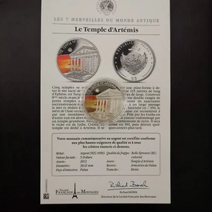 5 DOLLAR SILBER BE PALAU 2013 / DER TEMPEL DER ARTEMIS / + ZERTIFIKAT / DIE 7 MERV - Bild 1 von 3