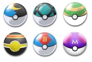 25 mm 1" ZOLL KNOPFABZEICHEN x6 SET POKEMAN BÄLLE SET 3 - Bild 1 von 1