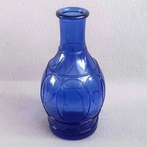 Vintage Hasel Atlas Kobaltblau Ring der Ringe Glas Karaffe Vase 8" hoch - Bild 1 von 5