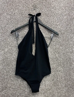 Traje de baño Zara negro de una pieza traje de baño halter top espalda abierta para mujer talla M Foto 1 de 4