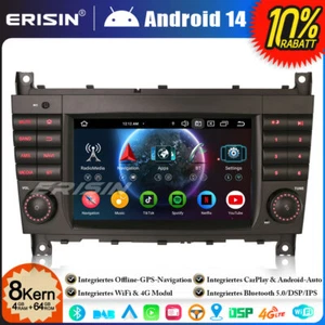 8-Kern DAB+64GB Android 14 Autoradio GPS Navi für Mercedes C/CLK/CLC Klasse W203 - Bild 1 von 24