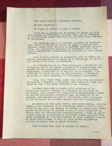 TRACT ELECTION PRESIDENTIELLE DE 1965 VOUS ALLEZ VOTER LE 5 DEC VOTEZ DE GAULLE - Picture 1 of 1