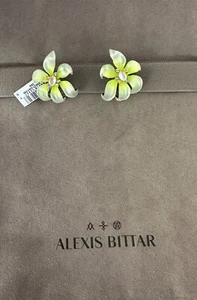100% Authentic Alexis Bittar Sunkissed Yellow Lucite Flower & Crystal Earrings - Picture 1 of 15